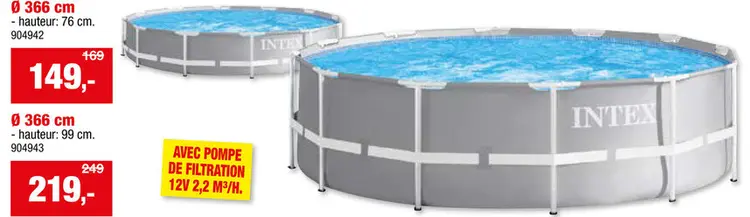 Offre: Intex Prism Frame piscine tubulaire 366x76 cm + filtre à  cartouche