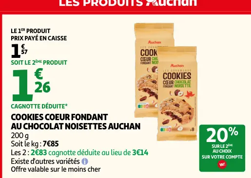 Promotie: Cookies coeur fondant au chocolat noisettes