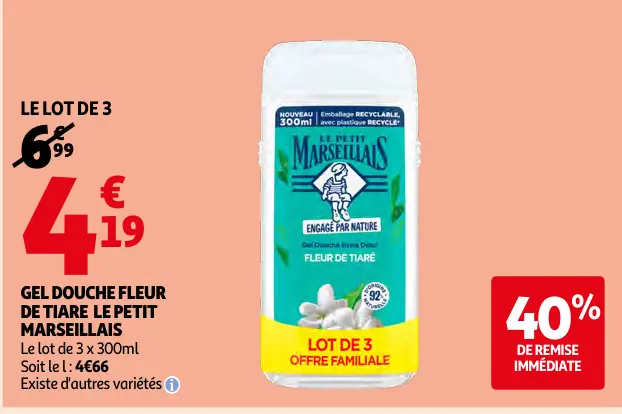 Promotie: Gel douche fleur de tiare