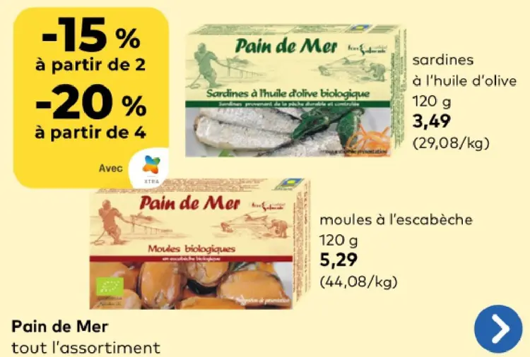 Offre: Sardines à l'huile d'olive biologique