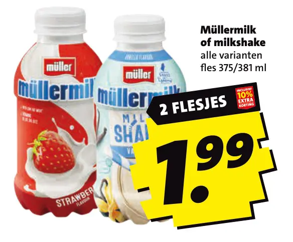 Aanbieding: Müllermilk of milkshake