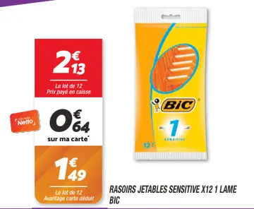 Offre: RASOIRS JETABLES SENSITIVE X12 1 LAME