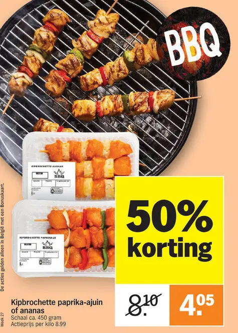 Promotie: Kipbrochette paprika-ajuin of ananas