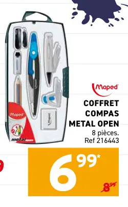 Offre: Coffret compas metal open