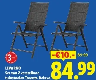 Aanbieding: Set van 2 verstelbare tuinstoelen Toronto Deluxe
