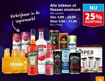 Aanbieding: Alle blikken of flessen mixdrank