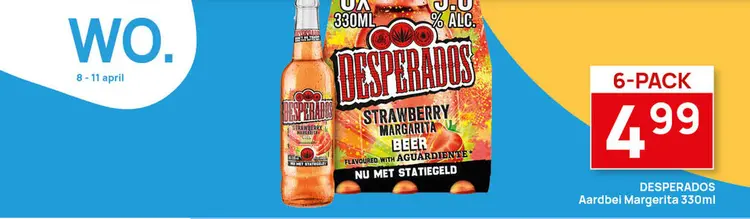 Aanbieding: 6-Pack Desperados aardbei margarita vol 3% 330 ml