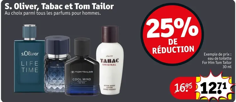 Offre: S. Oliver, Tabac et Tom Tailor
