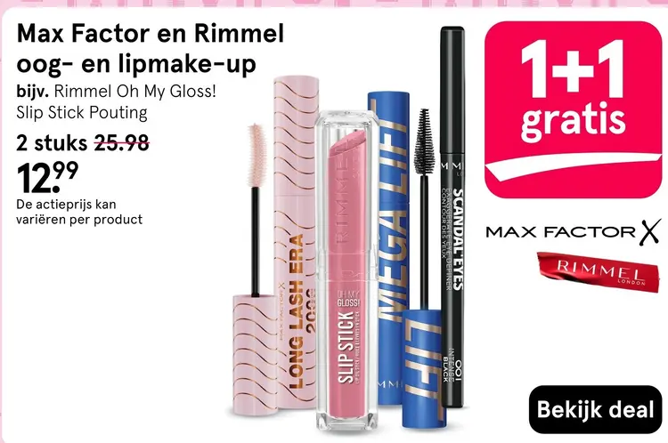 Aanbieding: Max Factor en Rimmel oog- en lipmake-up