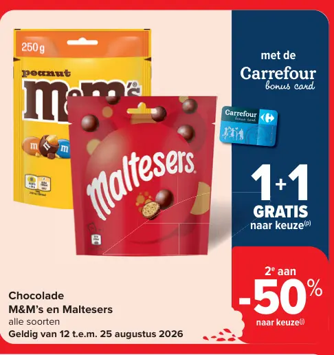 Promotie: Chocolade M&M's en Maltesers