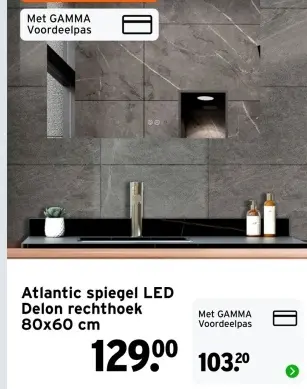 Aanbieding: Atlantic spiegel LED Delon rechthoek