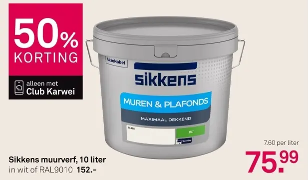 Aanbieding: Muurverf 10 liter muren & plafonds