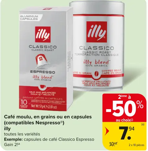 Offre: Café moulu, en grains ou en capsules 