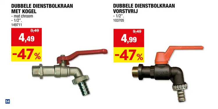 Promotie: Saninstal Dubbeldienstkraan met kogel 1/2"