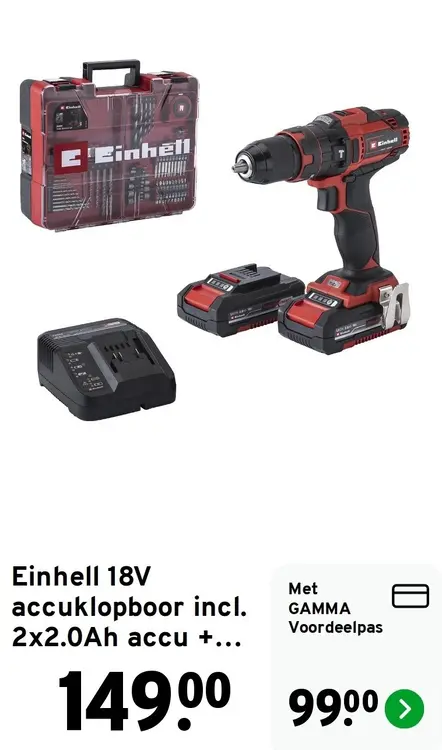 Aanbieding: 18V accuklopboor incl. 2x2.0Ah accu +...