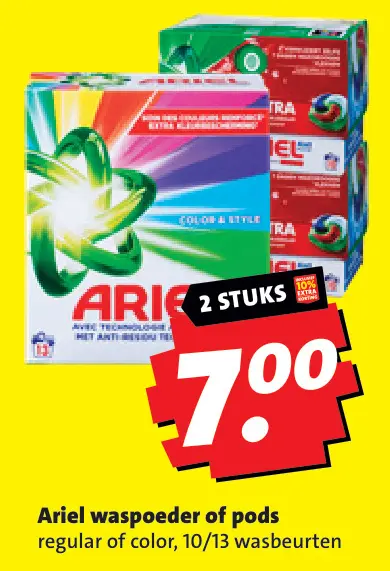 Aanbieding: Ariel waspoeder of pods