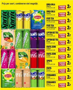 Aanbieding: Blikjes Sprite, Fanta, Lipton, FuzeTea, Fernandes en Coca-Cola
