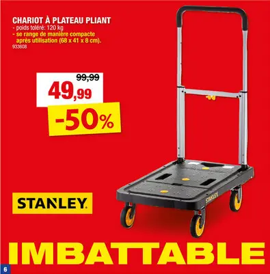 Offre: Stanley chariot à plateau pliant 120kg