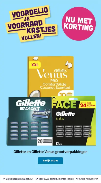 Aanbieding: Gillette en Gillette Venus grootverpakkingen