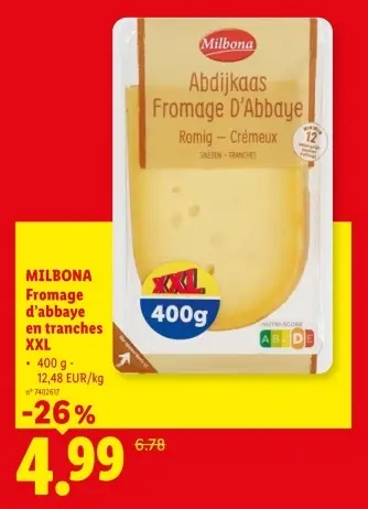Offre: Fromage d'abbaye en tranches XXL