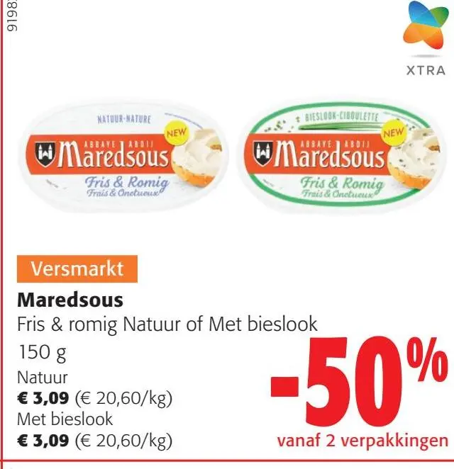 Aanbieding: Maredsous Fris & romig Natuur of Met bieslook