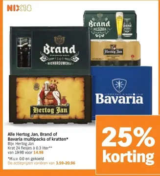 Aanbieding: Alle Hertog Jan, Brand of Bavaria multipacks of kratten