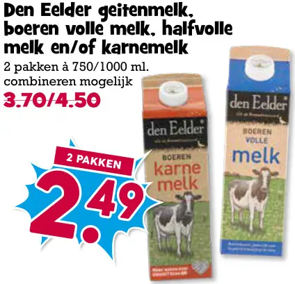 Aanbieding: Geitenmelk, boeren volle melk, halfvolle melk en/of karnemelk