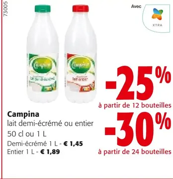 Offre: Campina lait demi-écrémé ou entier