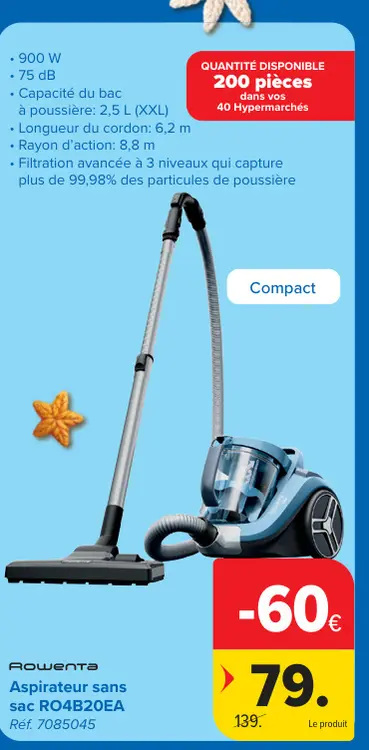 Offre: Aspirateur sans sac RO4B20EA