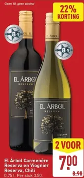 Aanbieding: El Árbol Carmenère Reserva en Viognier Reserva