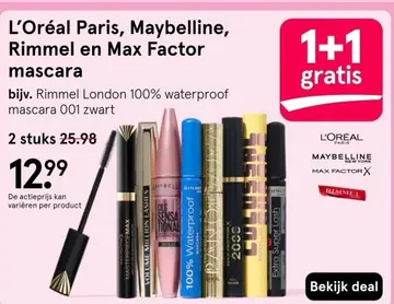 Aanbieding: L'Oréal Paris, Maybelline, Rimmel en Max Factor mascara