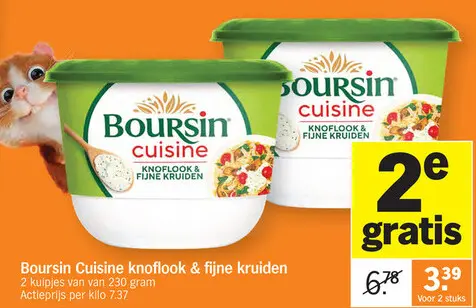 Promotie: Boursin Cuisine knoflook & fijne kruiden