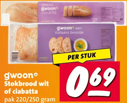 Aanbieding: Stokbrood wit of ciabatta