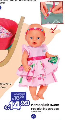 Aanbieding: Pinplay Kersenjurk roze 43cm