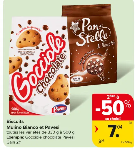 Offre: Biscuits Gocciole bianco et Pavesi