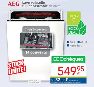 Offre: Lave-vaisselle full encastrable FSB37707Z