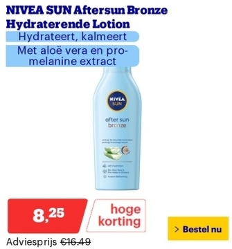 Aanbieding: NIVEA SUN Aftersun Bronze Hydraterende Lotion - Hydrateert, kalmeert en bruint - Met aloë vera en pro-melanine extract - 200 ml