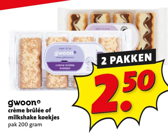 Aanbieding: crème brûlée of milkshake koekjes