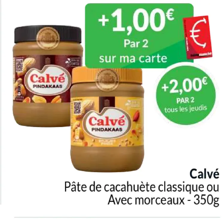 Offre: Pâte de cacahuète classique ou Avec morceaux