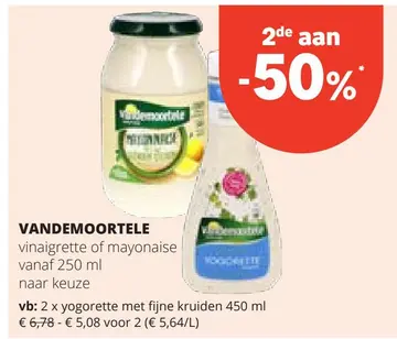Aanbieding: VANDEMOORTELE vinaigrette of mayonaise