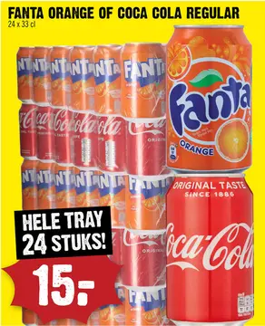 Aanbieding: Fanta orange of Coca Cola Regular