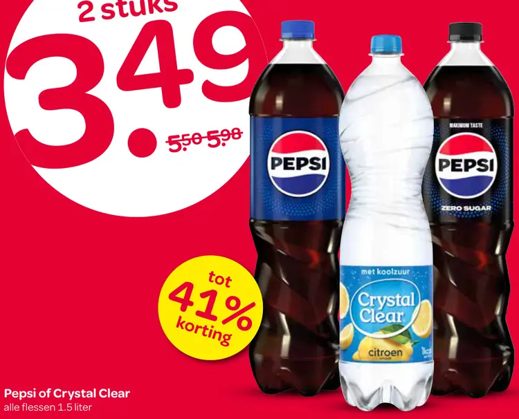 Aanbieding: Pepsi of Crystal Clear