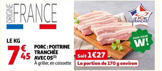 Promotie: Porc: poitrine tranchée avec os