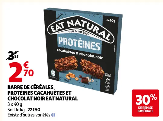 Offre: Barre de céréales protéines cacahuètes et cho