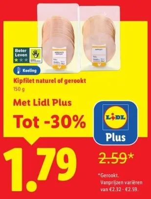 Aanbieding: Kipfilet naturel of gerookt