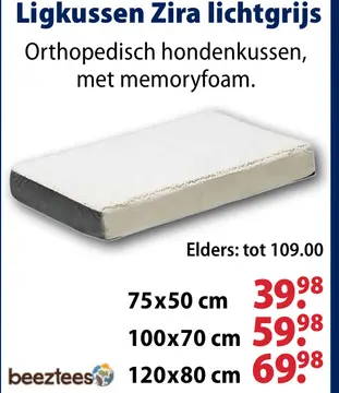 Aanbieding: Ligkussen Zira lichtgrijs