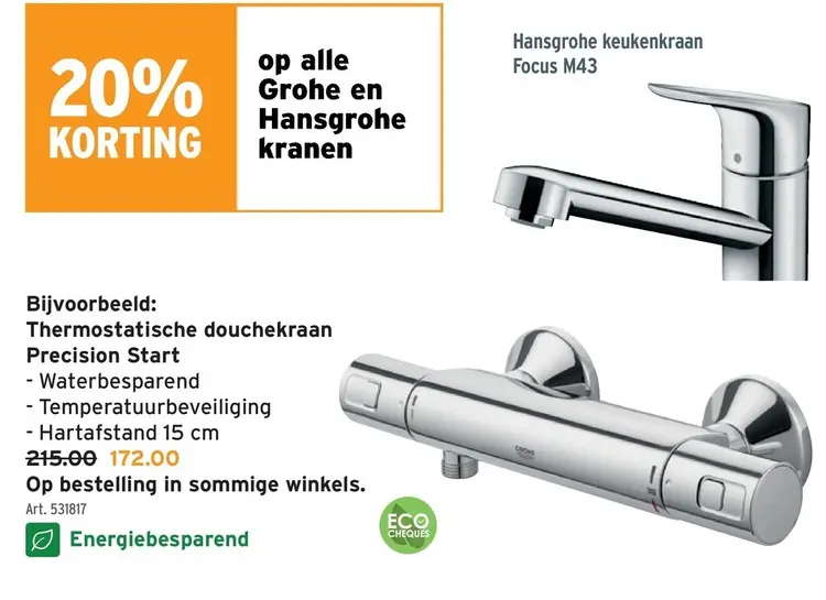 Promotie: Thermostatische douchekraan Precision Start