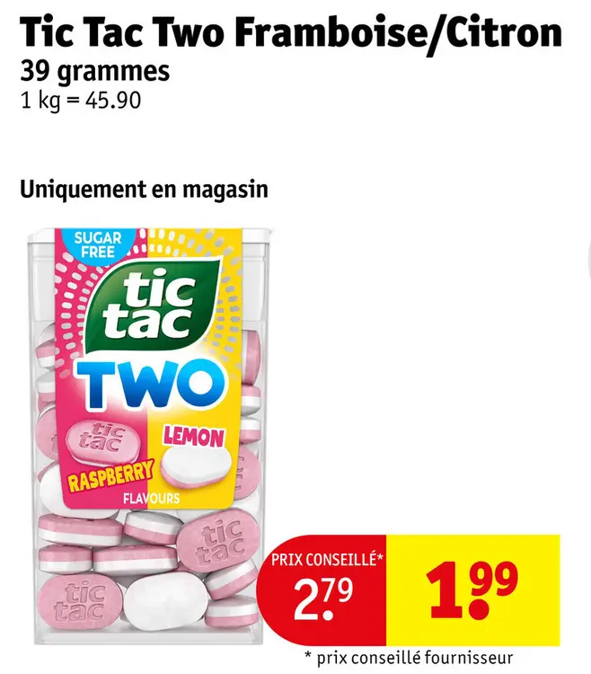 Offre: Tic Tac Two Framboise/Citron