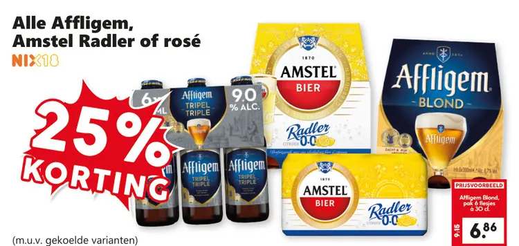 Aanbieding: Affligem, Amstel Radler of rosé