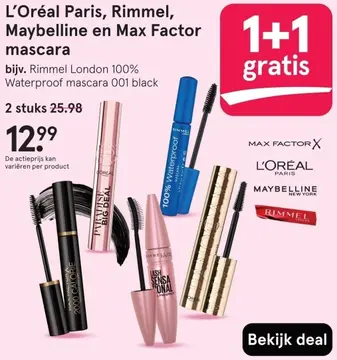 Aanbieding: L'Oréal Paris, Rimmel, Maybelline en Max Factor mascara